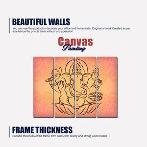 Lord Ganesha Wall Painting of 4 Panels