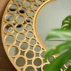 Luxury Gold Round Wall Mirror | Designer Cutout Frame Home Décor
