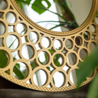 Luxury Gold Round Wall Mirror | Designer Cutout Frame Home Décor