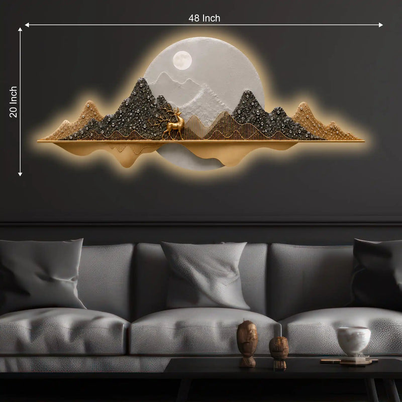 Luxury Moonlit Nature Art Premium Crystal Glass Backlit LED Painting