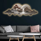 Luxury Mountain Cascade Art Premium Crystal Glass Backlit LED Painting