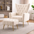 Luxury White Wingback Sofa Lounge Chair with Footrest