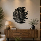 Intricate Sun and Moon Mandala Metal Art Wall Decor