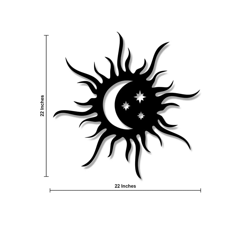 Beautiful Sun Moon and Stars Metal Art Wall Decor