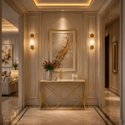 White Tempered Minimalist Stylish Console Table