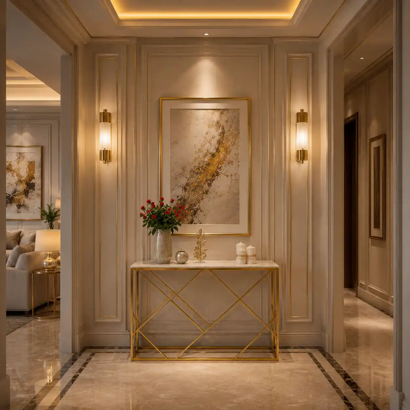 White Tempered Minimalist Stylish Console Table