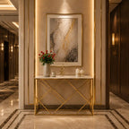 White Tempered Minimalist Stylish Console Table