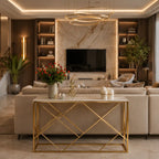 White Tempered Minimalist Stylish Console Table