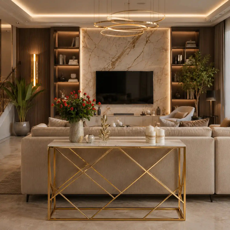 White Tempered Minimalist Stylish Console Table