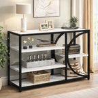 Five-Tier White Marble Black Console Table