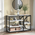 Five-Tier White Marble Black Console Table