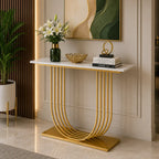 U-Shape White Marble Golden Console Table