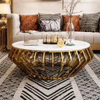 Luxury Round Marble Center Table with Gold Base