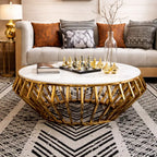 Luxury Round Marble Center Table with Gold Base