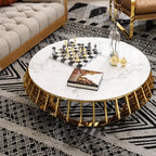 Luxury Round Marble Center Table with Gold Base