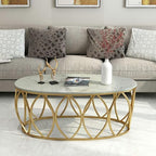Oval Marble Top Center Table with Gold Frame