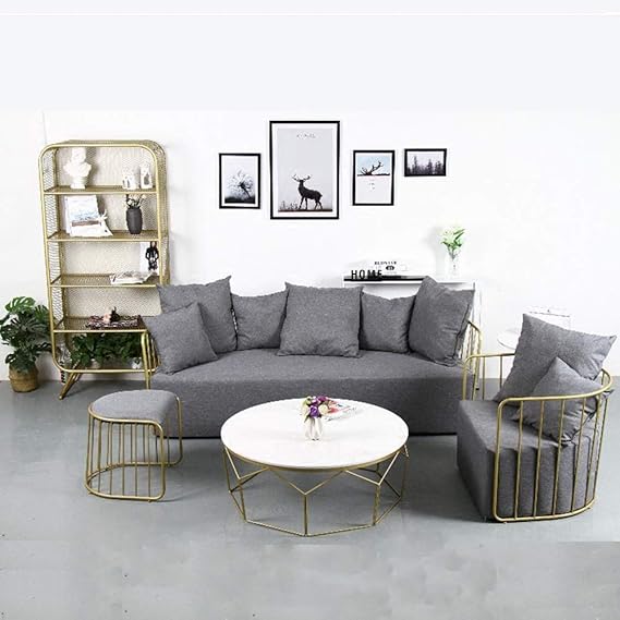 Round Marble Center Table with Geometric Gold Frame