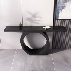 Modern Black Console Table with Circle Base