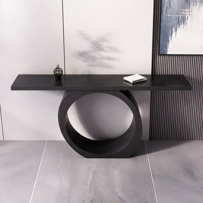 Modern Black Console Table with Circle Base