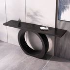 Modern Black Console Table with Circle Base