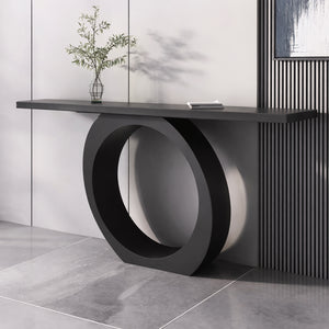 Modern Black Console Table with Circle Base