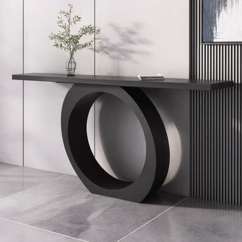 Modern Black Console Table with Circle Base