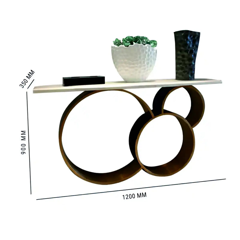 Luxury Marble Console Table with Gold Circle Base