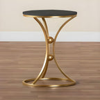 Modern Black Accent Side Table with Gold Ring Base