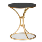 Modern Black Accent Side Table with Gold Ring Base
