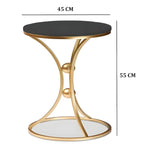 Modern Black Accent Side Table with Gold Ring Base