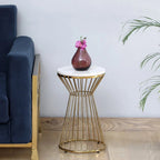 Modern Round Side Table with White Marble Top