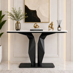 Geometric Black Console with Premium Marble Top