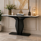 Geometric Black Console with Premium Marble Top