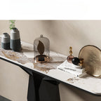 Geometric Black Console with Premium Marble Top
