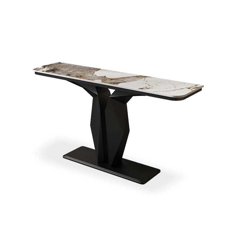 Geometric Black Console with Premium Marble Top