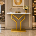 Luxury Y Shape Gold Console with White Marble Top