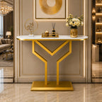 Luxury Y Shape Gold Console with White Marble Top