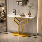 Luxury Y Shape Gold Console with White Marble Top