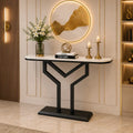 Luxury Y Shape Gold Console with Black Marble Top