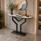 Luxury Y Shape Gold Console with Black Marble Top