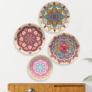 Mandala Pattern Ceramic Wall Plates Painting Set of Four