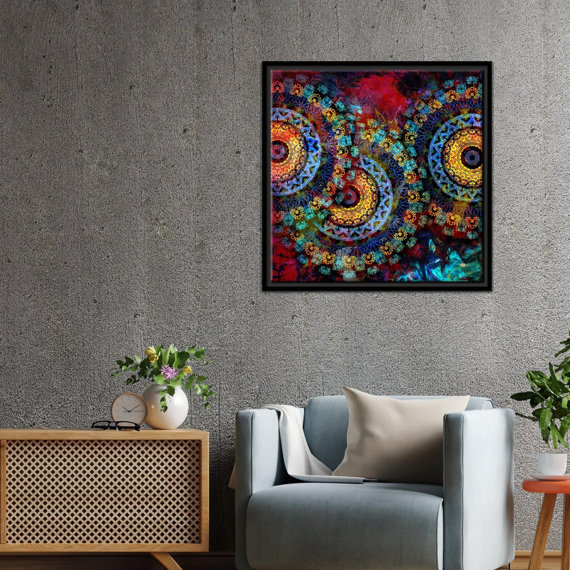 Mandala Art Dark Eyes Floating Canvas Wall Painting Frame