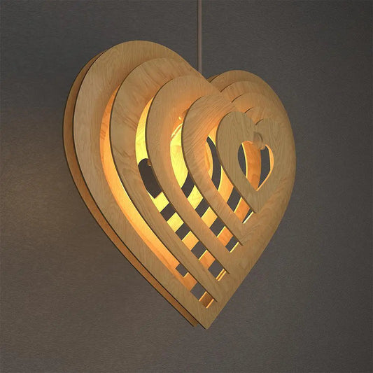 Modern Design Heart Shape Wooden Ceiling Lamp For Home Decoration, Living Room