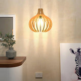 Modern Design Onion Shape Wooden Ceiling Lamp For Home Decoration, Living Room