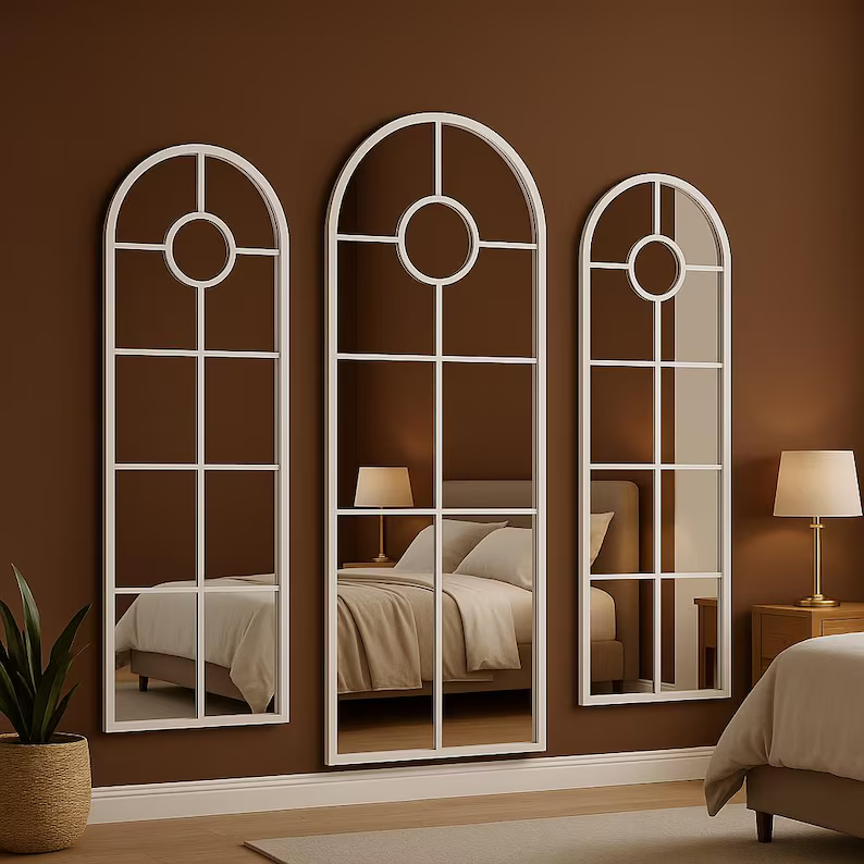 Modern Arched Window Wall Mirrorr | Large Frame Mirror (3 Peice)