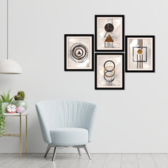 Modern Geometric Shapes Hanging Wall Frame Set of Four