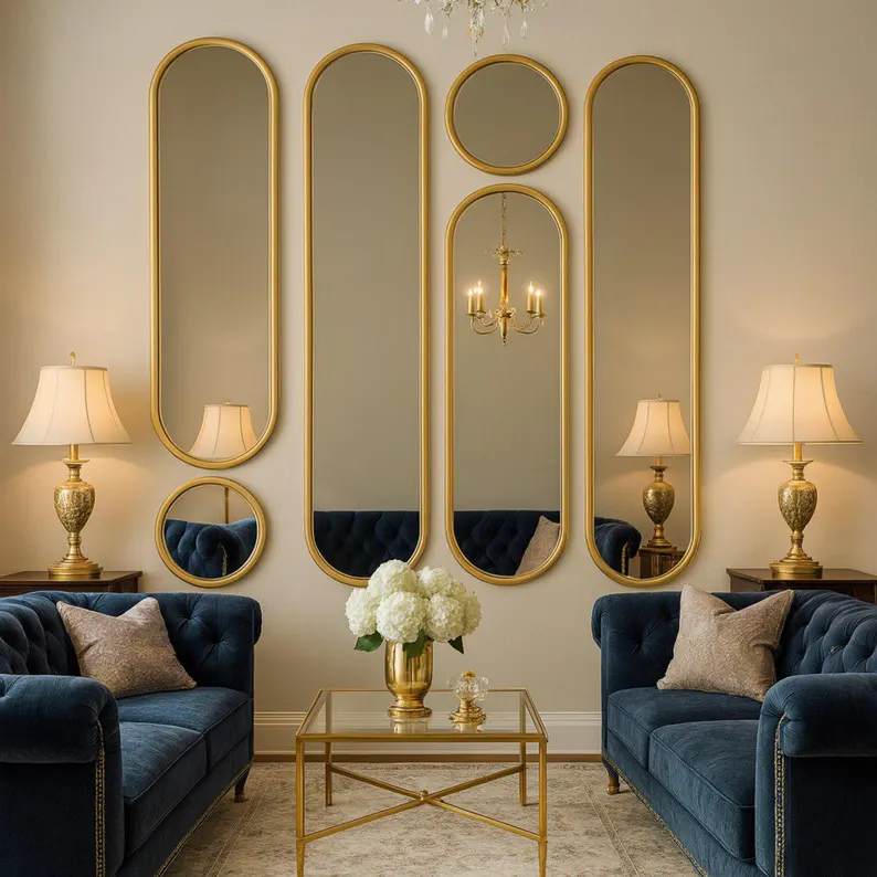 Modern Wall Mirror Set | Metal Frame Mirrors