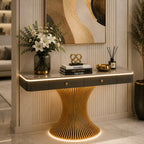 Modern Marble Console Table with LED Lighting | Luxury Gold Base Entryway Decor (SS 302)