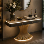 Modern Marble Console Table with LED Lighting | Luxury Gold Base Entryway Decor (SS 302)