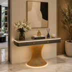 Modern Marble Console Table with LED Lighting | Luxury Gold Base Entryway Decor (SS 302)